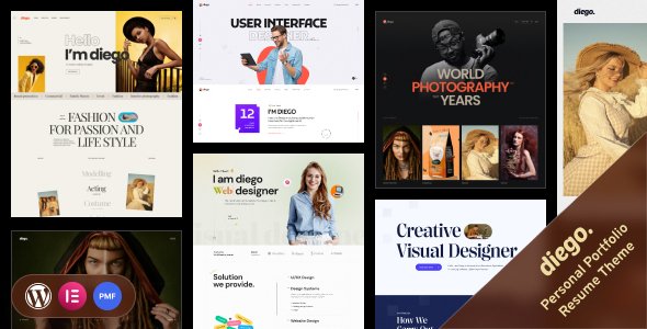 Diego - Creative Personal Portfolio & Resume WordPress Theme